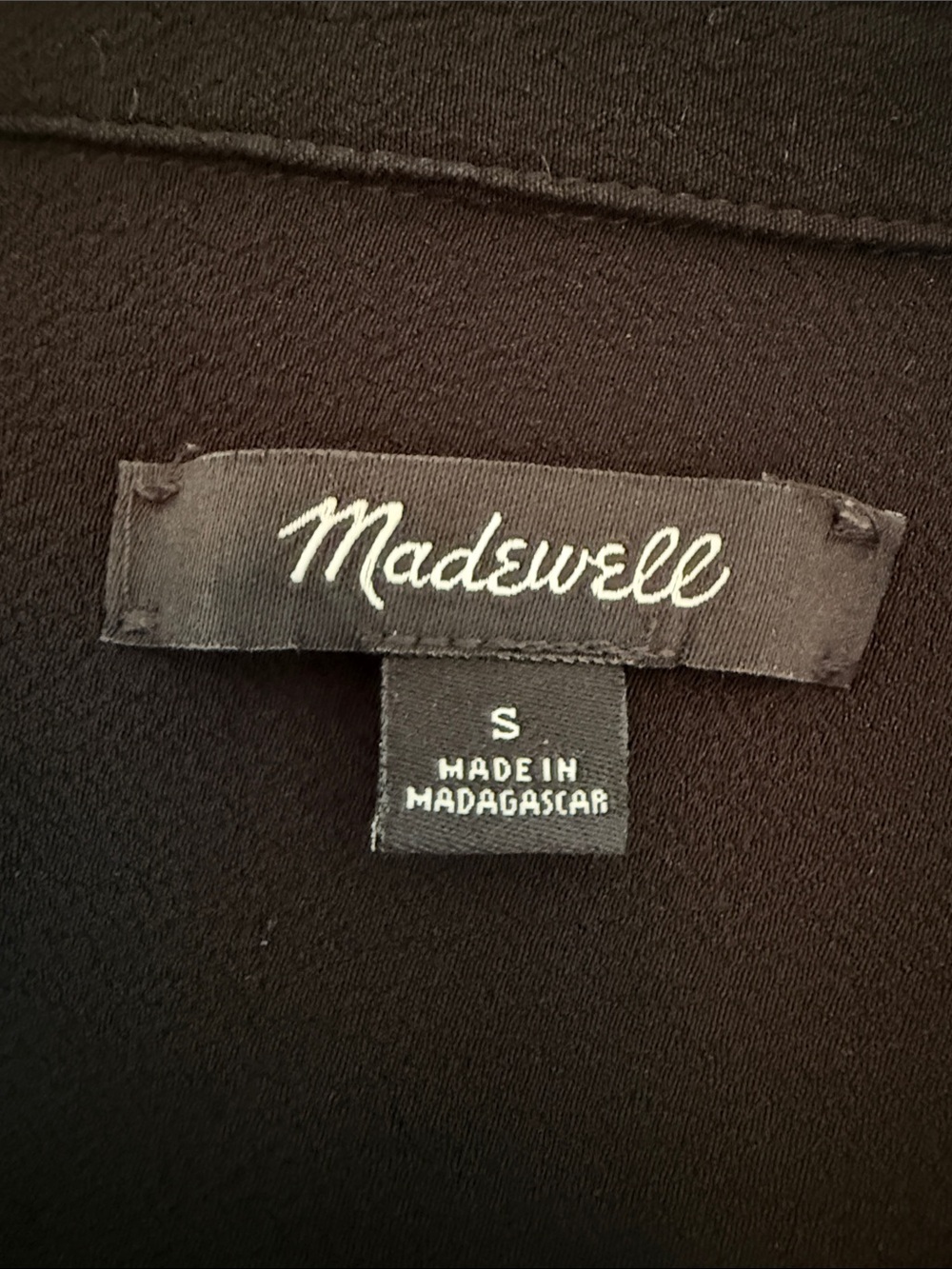 Madewell Short Sleeve Black Button-Front Women's Top - Picture 3 of 4
